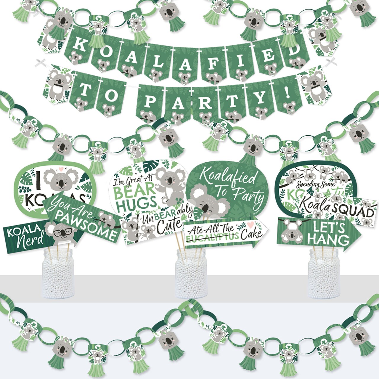 Big Dot of Happiness Koala Cutie - Banner and Photo Booth Decorations - Bear Birthday Party and Baby Shower Supplies Kit - Doterrific Bundle
